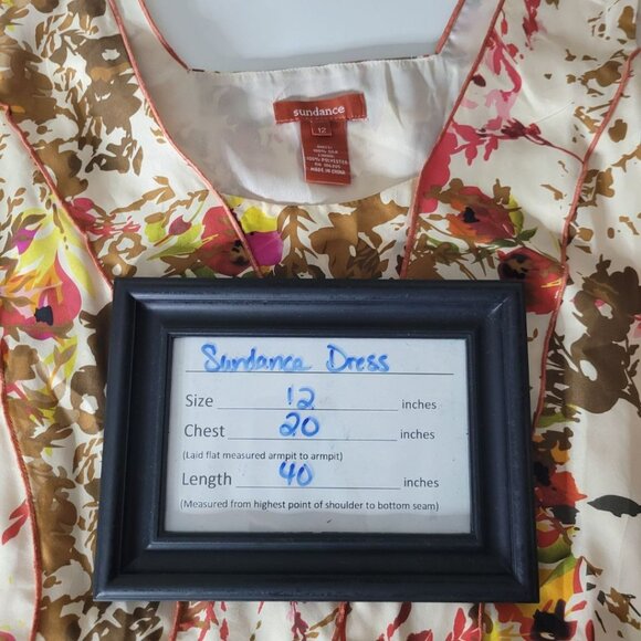 Sundance Silk Dress Floral Fall Side Zip Womens 12 Brown Pink Sleeveless Midi - Picture 6 of 10